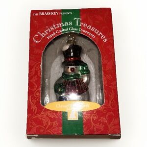The Brass Key Christmas Treasures 2000 Hand Crafted Glass Miniature Snowman NEW